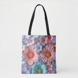 3D opgeblazen pastelbloemen naadloze patronen Tote Bag