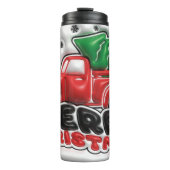 3D Opgeblazen Tumbler Effect - Vrolijk Kerstfeest Thermosbeker (Voorkant)