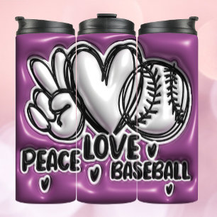 3D Opgeblazen Tumbler - Vrede Liefde Honkbal Thermosbeker