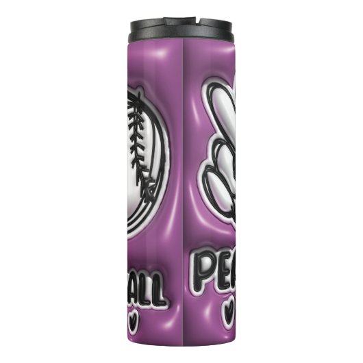 3D Opgeblazen Tumbler - Vrede Liefde Honkbal Thermosbeker (Achterkant)