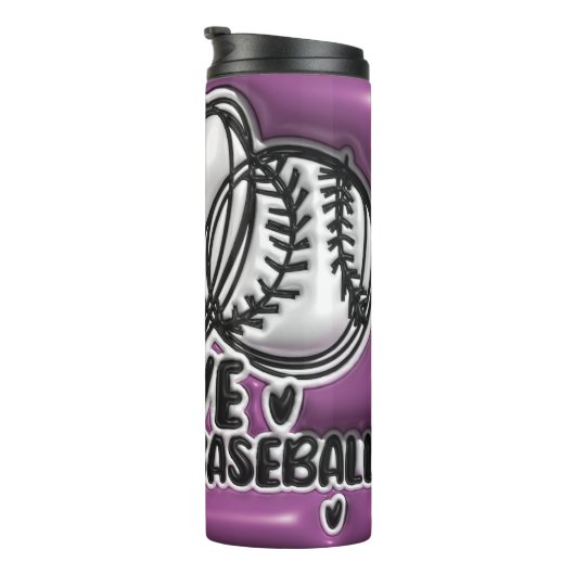 3D Opgeblazen Tumbler - Vrede Liefde Honkbal Thermosbeker (Geroteerd rechts)