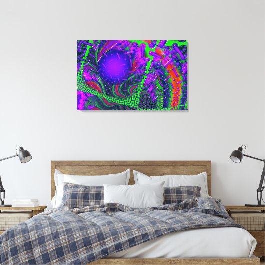 3D Optica Overdrive Fractal Canvas Afdruk (Insitu (Slaapkamer))
