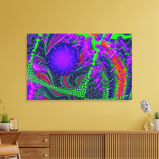 3D Optica Overdrive Fractal Canvas Afdruk (Insitu (Woonkamer))