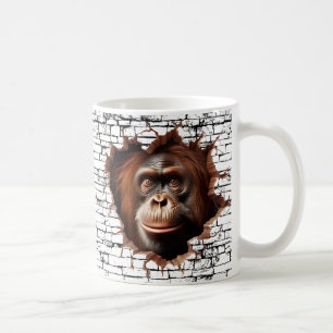 3D orang-oetan muurbreuk kunst – Realistische safa Koffiemok