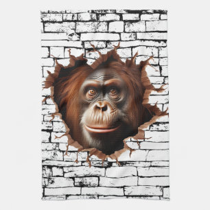 3D Orang-oetan Wandbreek Kunst – Realistische Safa Theedoek