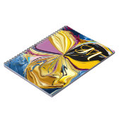 3D Paarse Gouden Bloem Monogram Vloeibaar Abstract Notitieboek (Linkerzijde)