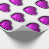 3D Paarse Harten Valentijnsdag Wedding Gift Wrap Cadeaupapier (Hoek)