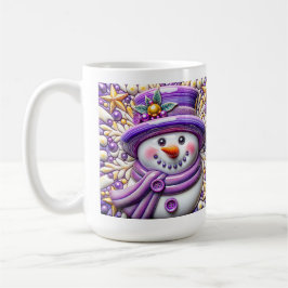 3D Paarse Kerstsneeuwman Koffiemok