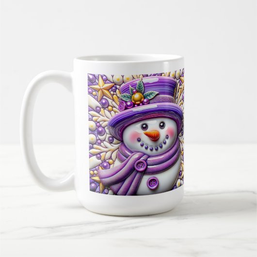 3D Paarse Kerstsneeuwman Koffiemok (Links)
