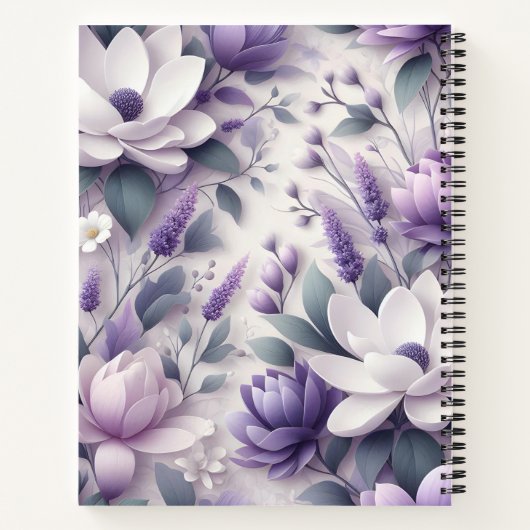 3D Paarse Wisteria Floral Pattern Spiral Notitiebo Notitieboek (Achterkant)