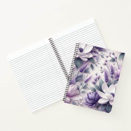 3D Paarse Wisteria Floral Pattern Spiral Notitiebo Notitieboek (Binnen)