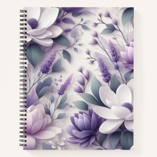 3D Paarse Wisteria Floral Pattern Spiral Notitiebo Notitieboek (Voorkant)
