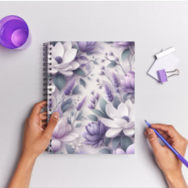 3D Paarse Wisteria Floral Pattern Spiral Notitiebo Notitieboek