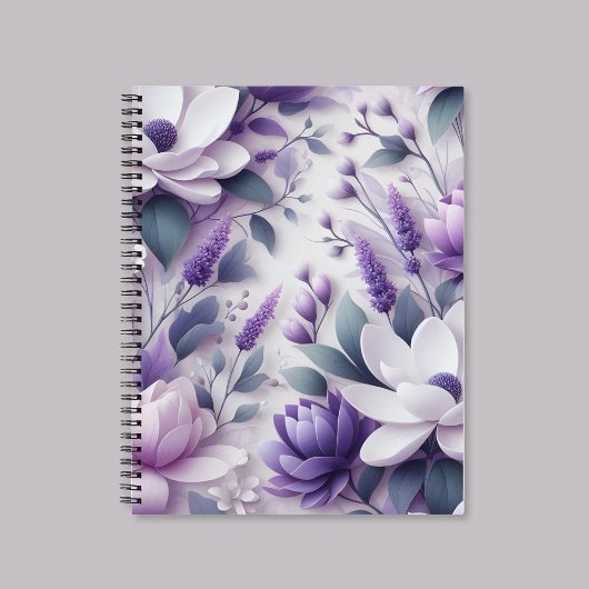3D Paarse Wisteria Floral Pattern Spiral Notitiebo Notitieboek