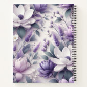3D Paarse Wisteria Floral Pattern Spiral Notitiebo Notitieboek (Achterkant)