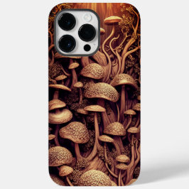 3D-paddenstoelen Faux Carved Wood Mooi Magisch Case-Mate iPhone 14 Pro Max Hoesje