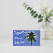 3D palmboom met zon tegen heldere blauwe hemel Visitekaartje (Staand voorkant)