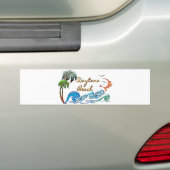 3d palmen, golven en zonsondergang DAYTONA BEACH Bumpersticker (Op auto)