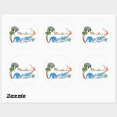 3D Palmen, Golven & Zonsondergang FLORIDA Ronde Sticker (Vel)