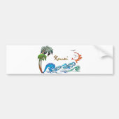 3d Palms, Waves & Sunset KAUAI Bumpersticker (Voorkant)