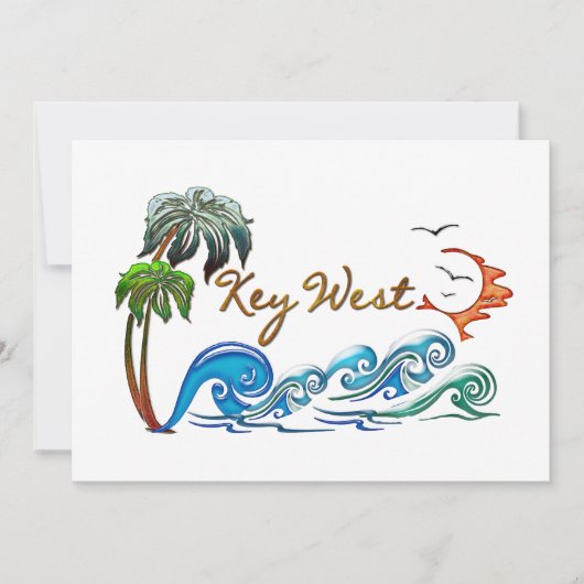 3D PALMS WAVES SUNSET KEY WEST. KAART (Voorkant)