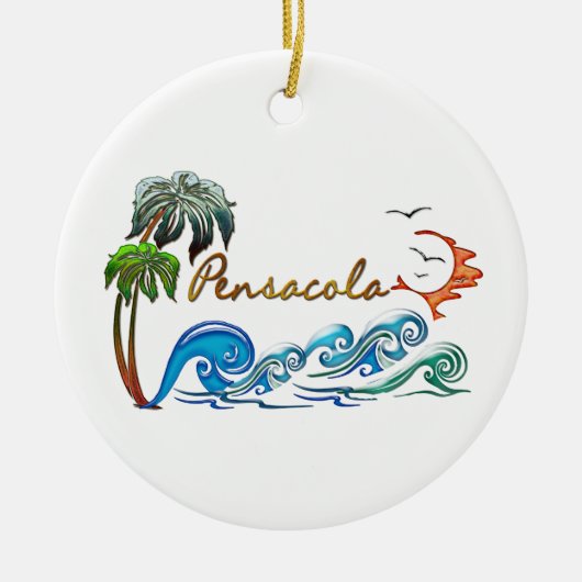 3d Palms, Waves & Sunset PENSACOLA Keramisch Ornament (Voorkant)