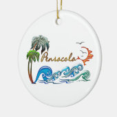 3d Palms, Waves & Sunset PENSACOLA Keramisch Ornament (Links)