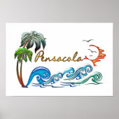 3d Palms, Waves & Sunset PENSACOLA Poster (Voorkant)