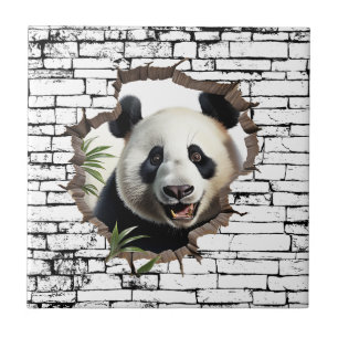 3D Panda Muurbreuk Kunst – Realistisch Safari Tegeltje