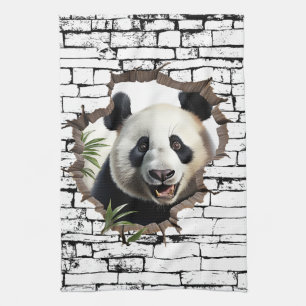 3D Panda Muurbreuk Kunst – Realistisch Safari Theedoek