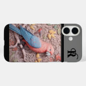 3D papegaai en bloemen monogram Case-Mate iPhone Case (Achterkant (horizontaal))