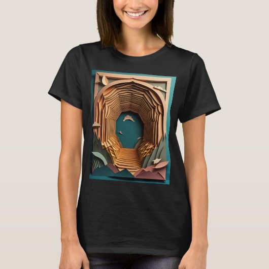 3D Paper Art Design T-shirt (Voorkant)
