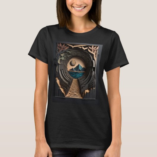 3D Paper Art Design T-shirt (Voorkant)