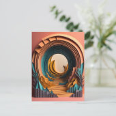 3D Paper Art Design T-shirt Briefkaart (Staand voorkant)