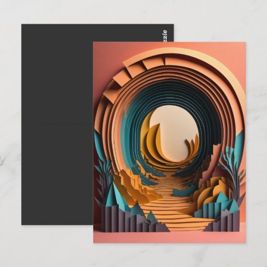 3D Paper Art Design T-shirt Briefkaart (Voorkant / Achterkant)