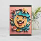 3D Paper Art Design T-shirt Kaart (Staand voorkant)