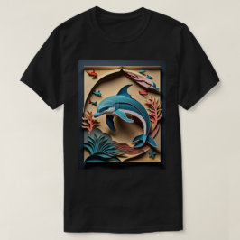 3D Paper Art Dolfijn Design T-shirt