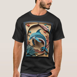 3D Paper Art Dolfijn Design T-shirt