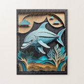 3D Paper Art Dolfijn Design T-shirt Legpuzzel (Verticaal)