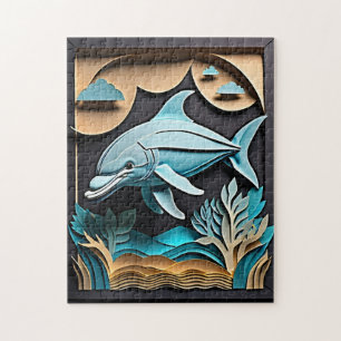 3D Paper Art Dolfijn Design T-shirt Legpuzzel