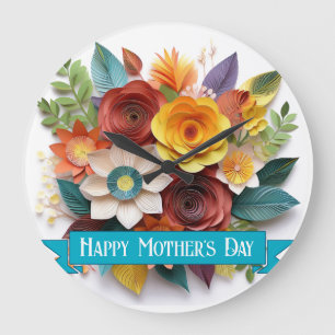 3D Paper Art Floral Moederdag Grote Klok