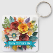3D Paper Art Floral Moederdag Sleutelhanger (Achterkant)