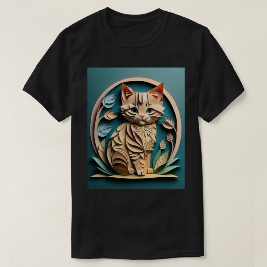 3D Paper Art Kitten Design T-shirt (Design voorkant)