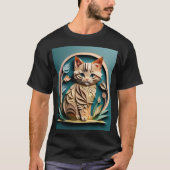 3D Paper Art Kitten Design T-shirt (Voorkant)