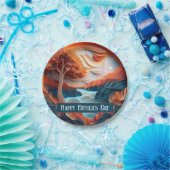 3D Paper Art Trees River Vaderdag Papieren Bordje (Feest)