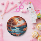 3D Paper Art Trees River Vaderdag Papieren Bordje (Feest)