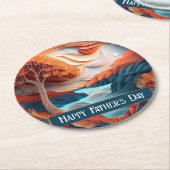 3D Paper Art Trees River Vaderdag Ronde Kartonnen Onderzetter (Gebogen)