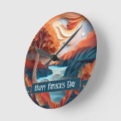 3D Paper Art Trees River Vaderdag Ronde Klok (Hoek)