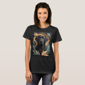 3D Paper Art Zwart Labrador Design T-shirt (Voorkant volledig)