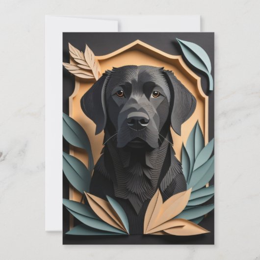 3D Paper Art Zwart Labrador Design T-shirt Kaart (Voorkant)